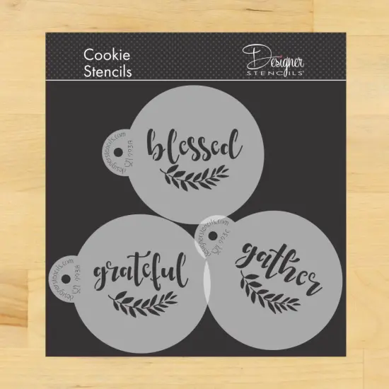 Grateful, Blessed and Gather Cookie Stencil | C993 by Designer Stencils | Cookie Decorating Tools | {1}