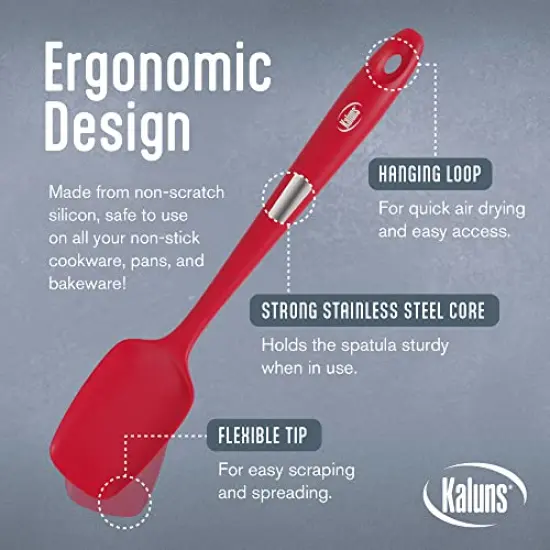 Silicone Spatula Set 5 Pcs Rubber Spatulas Silicone Heat Resistant 600&deg;F, Spatulas for Nonstick Cookware, Seamless Design with Stainless Steel Core, Dishwasher Safe, Bonus Tongs Included {6}