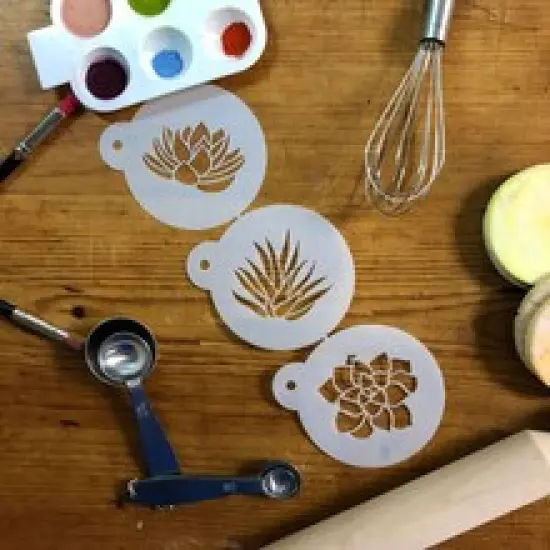 Succulent Plants Cookie Stencil Set | C998 by Designer Stencils | Cookie Decorating Tools | Baking Stencils for Royal Icing, Airbrush, Dusting Powder | Reusable Plastic Food Grade Stencil for Cookies | Easy to Use & Clean Cookie Stencil {2}