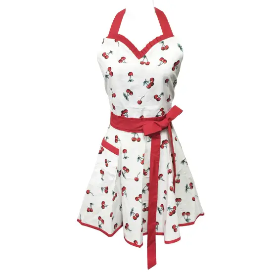 Wrapables Adjustable Flirty Hostess Apron, Sweet Cherries {6}