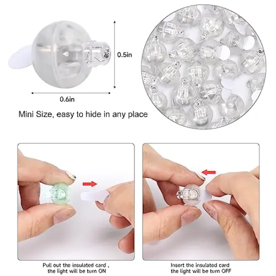 100 Pieces LED Balloon Lights, LED Mini Round Ball Balloon Light Waterproof LED Mini Party Light Miniature Light Bulbs for Lantern Balloons Lights Birthdays Party Wedding Decoration-Cool White {6}