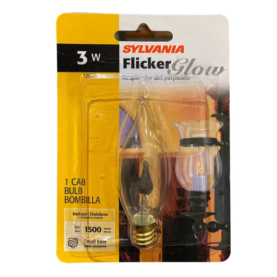 Sylvania 3w CA8 Flicker Glow E12 Candelabra Base Light Bulb {3}