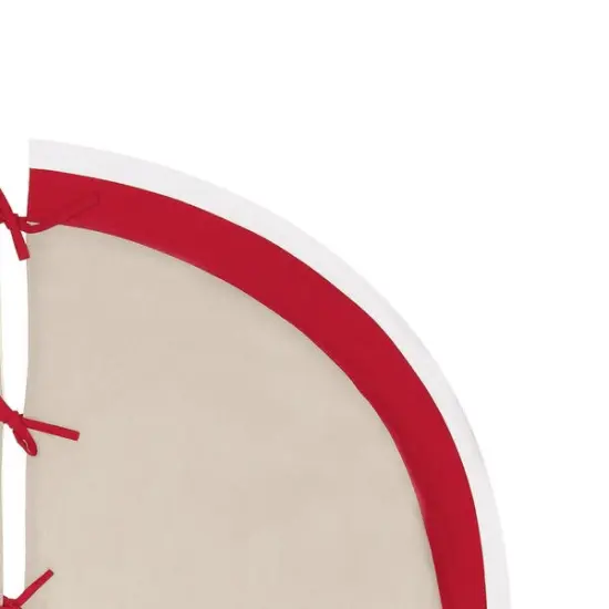 Nordic Christmas Deer on Beige Background with Snowflakes and Red Trim Cotton Christmas Tree Skirt 54.0-in. {4}