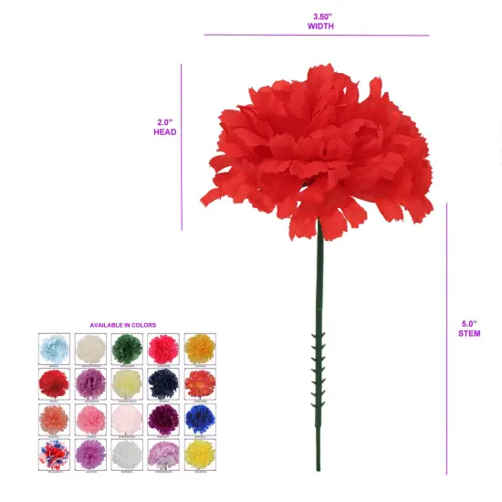 100-Pack: Red Carnation Picks, 5" Stems, 3.5" Wide, Floral Home by Artificial Flowers {2}
