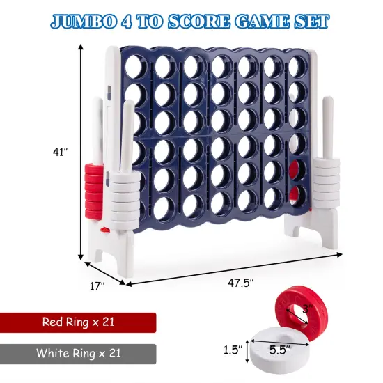 Costway Jumbo 4-to-Score 4 in A Row Giant Game Set Indoor Outdoor Adults Kids Family Fun {4}