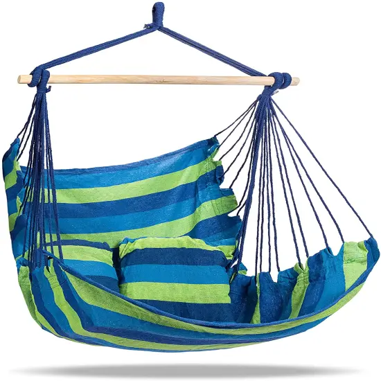 Sorbus Hanging Rope Hammock Chair Swing Seat Blue {1}
