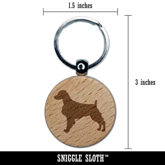 Brittany Spaniel Dog Solid Engraved Wood Round Keychain Tag Charm {2}