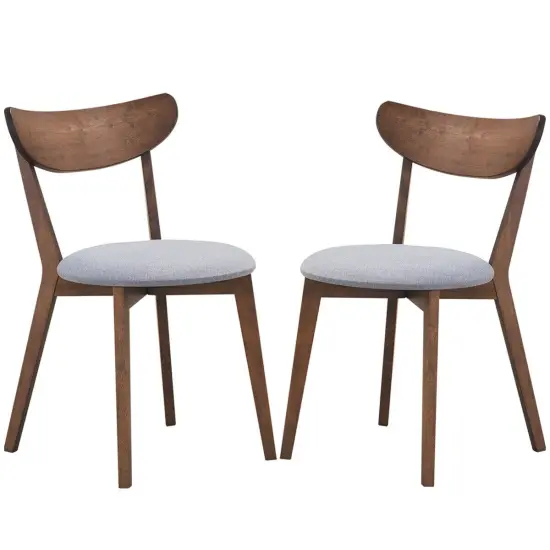 Set of 2 Dining Chairs Upholstered Curved Back Side {4}