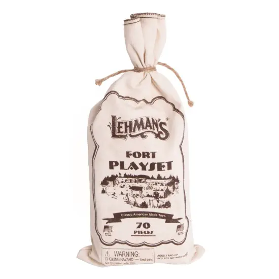 Lehman's Toy Log Fort Playset, Classic American Made Building Set, 70 Interlocking Wooden Pieces in Handy Storage Bag {4}