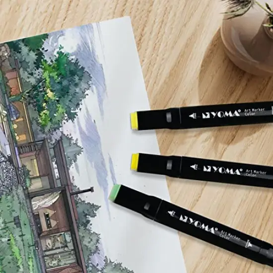 60 Colors Alcohol Markers Dual Tip Markers Art Markers Set, Unique Colors (1 Marker Case) Alcohol-based Ink, Fine & Chisel, Black Penholder {4}