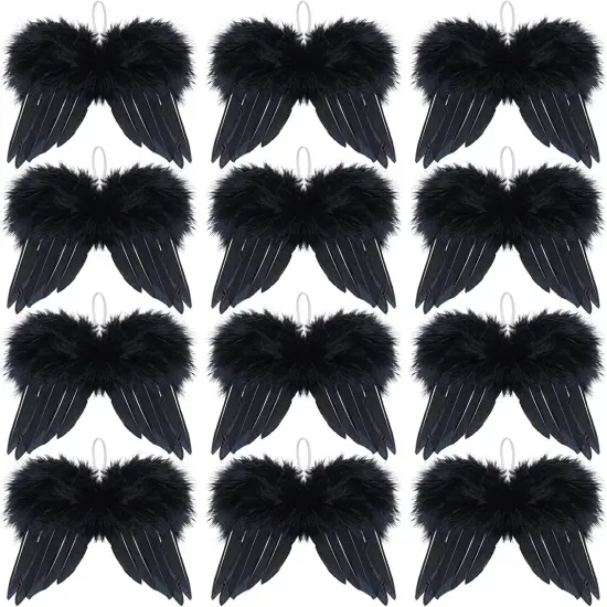 Kitcheniva Angel Wings Christmas Tree Feather Hanging Decor 10 Pcs Black {1}