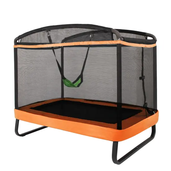 6 Feet Kids Entertaining Trampoline with Swing Safety Fence Orange {3}