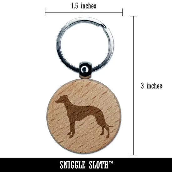 Whippet Dog Solid Engraved Wood Round Keychain Tag Charm {2}