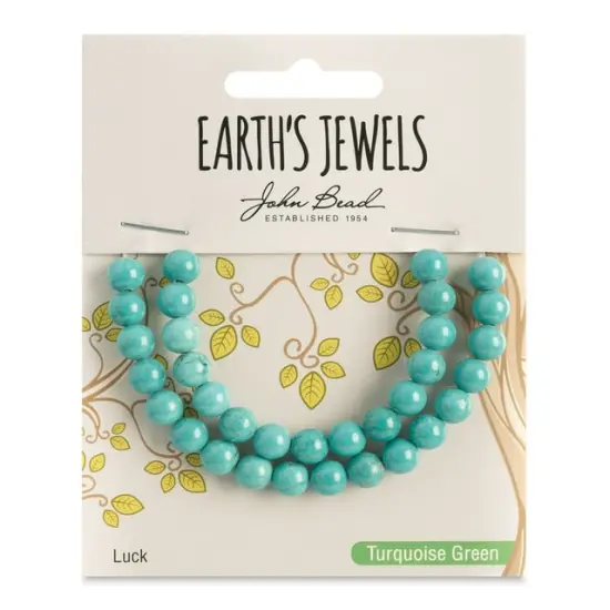 Earth's Jewels Semi-Precious Green Turquoise Natural Round Beads, 6mm {1}