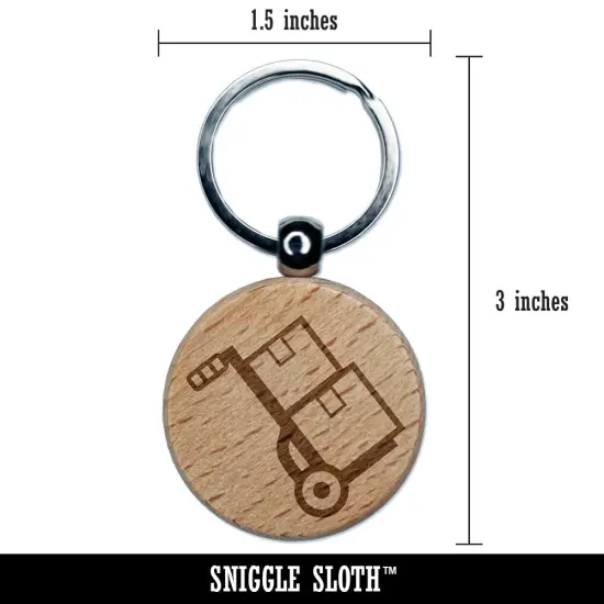 Hand Truck Dolly for Moving Boxes Engraved Wood Round Keychain Tag Charm {2}