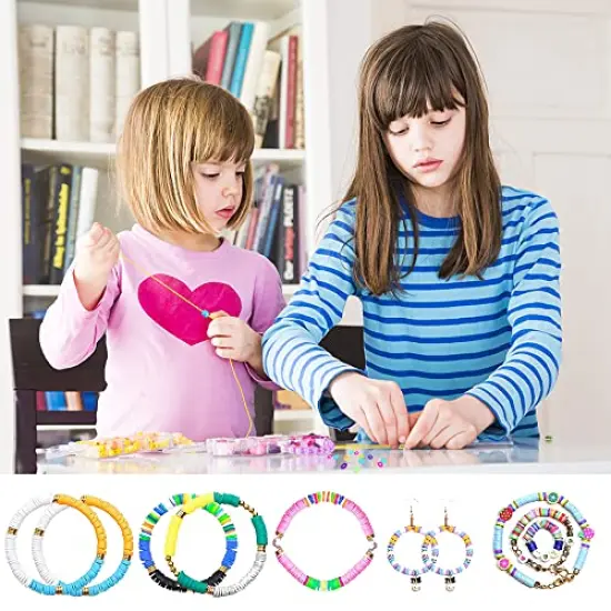 3600 PCS 10 Strands Clay Beads Polymer Clay Beads for Jewelry Making, Vinyl Heishi Beads 6mm for Surfer Bracelets Necklace Making (Blue) {2}