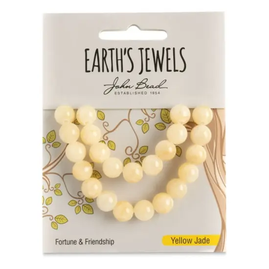 Earth's Jewels Semi-Precious Yellow Jade Natural Round Beads, 8mm {1}