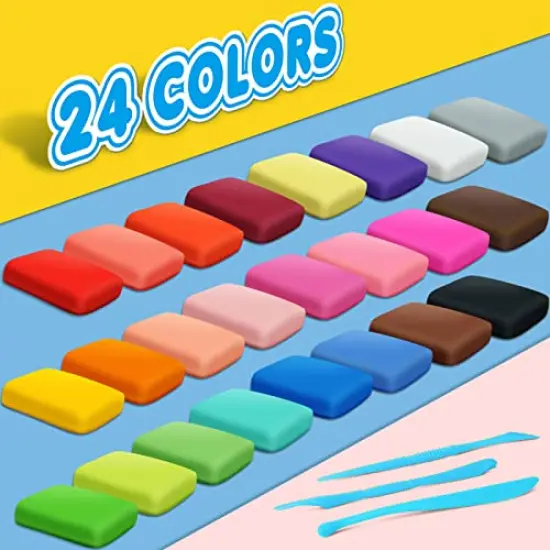 24 Colors Magic Clay - Air Dry Clay , Modeling Clay for Kids with Tools, Soft & Ultra Light, Toys Gifts for Age 3 4 5 6 7 8+ Years Old Boys Girls Kids {6}