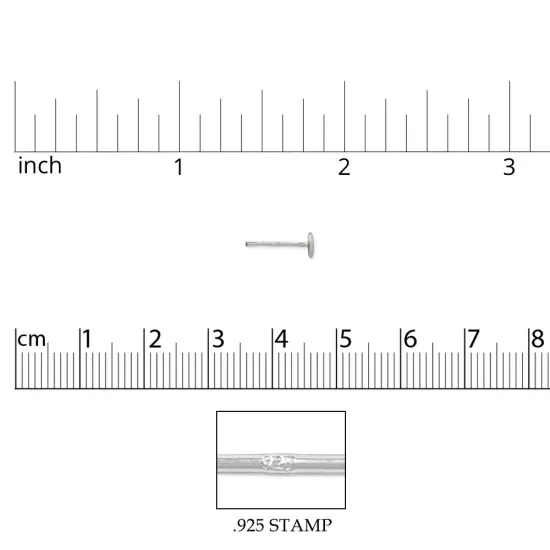 JewelrySupply Sterling Silver 4mm Flat Padded Earring Posts (1 Pair of Sterling Silver Padded Post Earrings) {2}