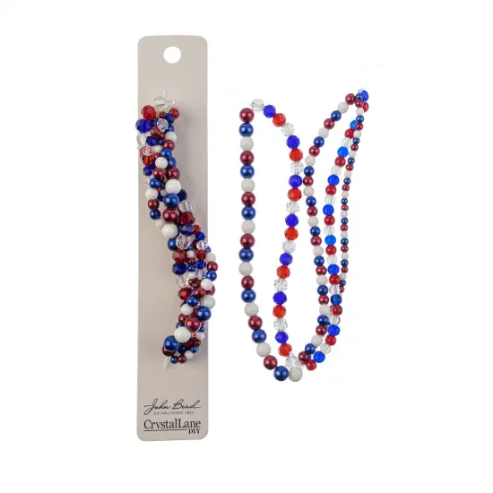 Crystal Lane DIY Red White Blue Twisted Glass & Pearls Beads, 5 Strands {2}