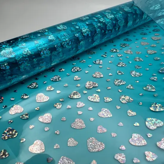Blue Holographic Heart Clear Vinyl {1}