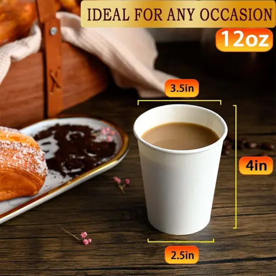 12oz Disposable Paper Coffee Cups with Lids for Hot Drinks {4}
