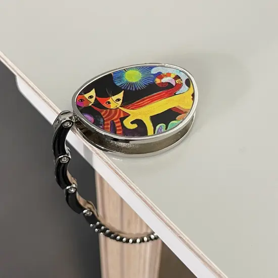 Wrapables Stylish Purse Hook Hanger, Foldable Handbag Table Hanger, Cats Playing {3}