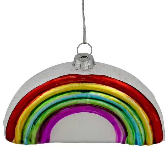 Northlight 4" Shiny Arched Rainbow Hanging Glass Christmas Ornament Multi {6}