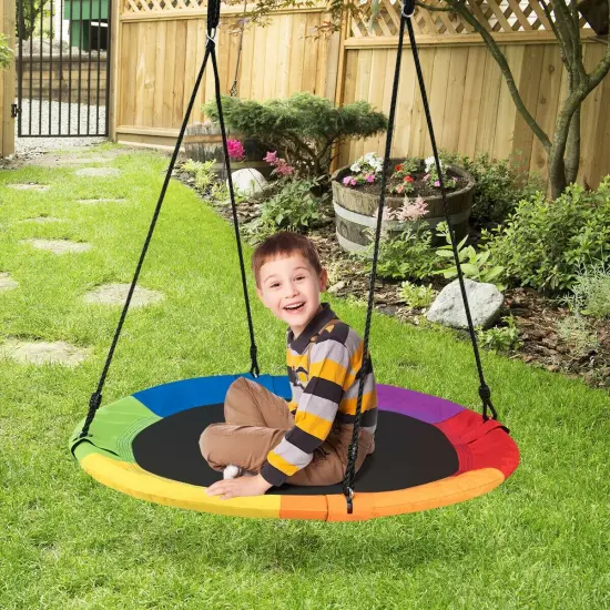40 Inch Flying Saucer Tree Swing Outdoor Play for Kids {2}