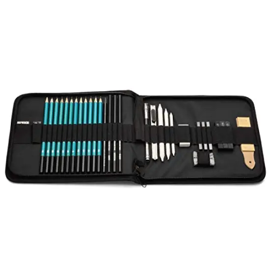 XL Drawing Set - Sketching, Graphite and Charcoal Pencils. Includes 100 Page Drawing Pad, Kneaded Eraser, Blending Stump. Art Kit and Supplies for Kids, Teens and Adults. {3}