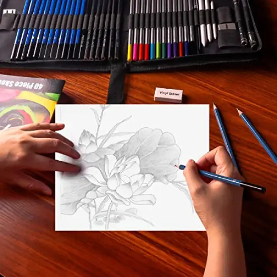 43 colored pencil sets, two sketchbooks with 50 pages, black zipper set, professional watercolor pencils for adults/children, professionals/beginners, durable colored art pencils {2}