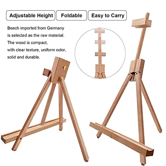Painting Easel, Folding Wooden Tabletop Easel Stand Holds Highest to 21" Canvas, Portable Desktop Easel Suitable for Artists, Beginners, Students {6}