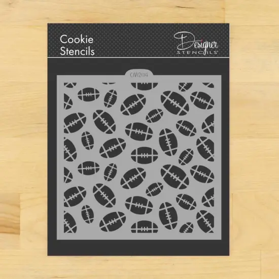 Football Allover Cookie and Craft Stencil | CM204 by Designer Stencils | Cookie Stencils for Royal Icing, Airbrush, Dusting Powder | {1}