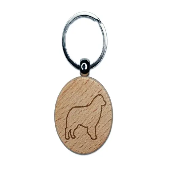 Australian Shepherd Dog Aussie Outline Engraved Wood Round Keychain Tag Charm {1}