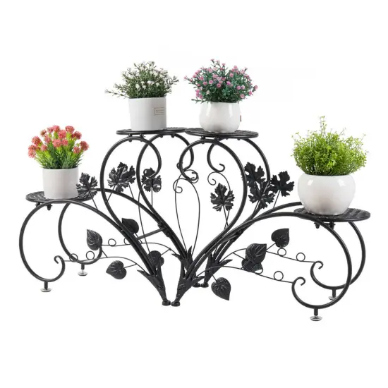 4Tier Iron Plant Pot Stand ,Planter Flower Holder Shelf Storage. Black {8}
