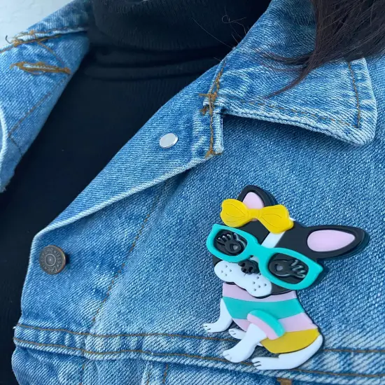 Wrapables Acrylic Fashion Brooch Pin for Sweaters, Coats, Scarves, and Bags, Fashion Doggy {4}