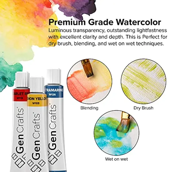 Watercolor Paint 50 Colors Set 12ml/ 0.4oz. - Quality Non Toxic Pigment Paints for Canvas, Fabric, Crafts, and More {3}