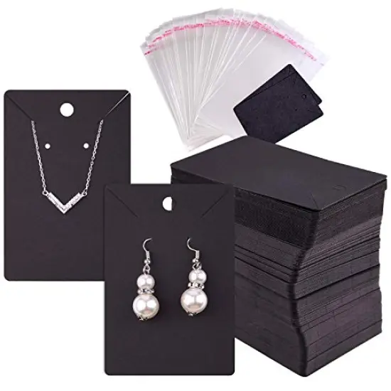 120 Pieces Earring Display Card, Necklace Display Cards with 120 Pieces Self-Seal Bags,Earring Card Holder Blank Kraft Paper Tags for DIY Ear Studs and Earrings,3.5 x 2 Inches {2}