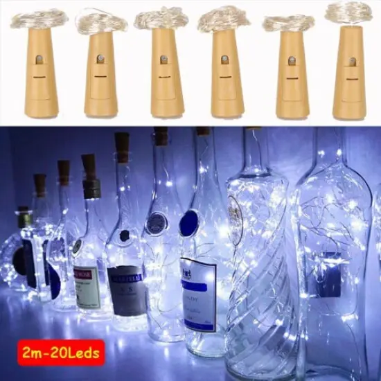 10-Pack Wine Bottle Cork Lights - 20 LED Battery-Operated String Lights White {1}