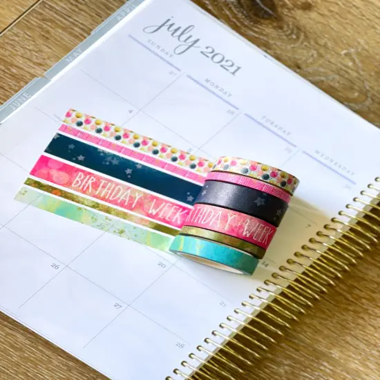 Birthday Week Navy & Pink Celebration Party Washi Tape Set (#W026) {3}