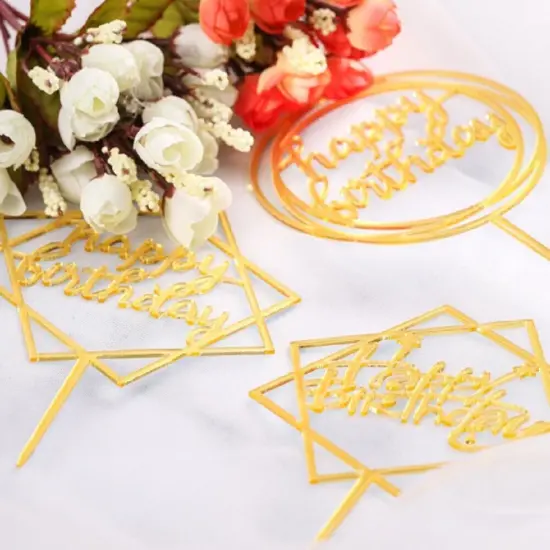 Kitcheniva Glitter Paper Happy Birthday Cake Topper 12 Pcs {3}
