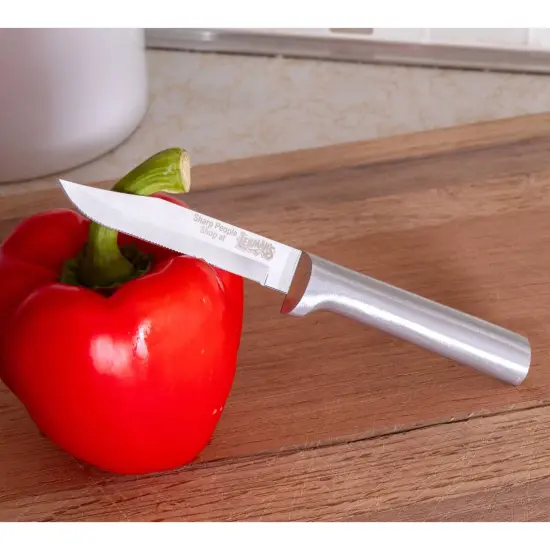 Rada Cutlery Serrated Paring Knife, Stainless Steel Spear Tip Parer Knives for Saw-Cutting Action, Solid Aluminum Handle {5}