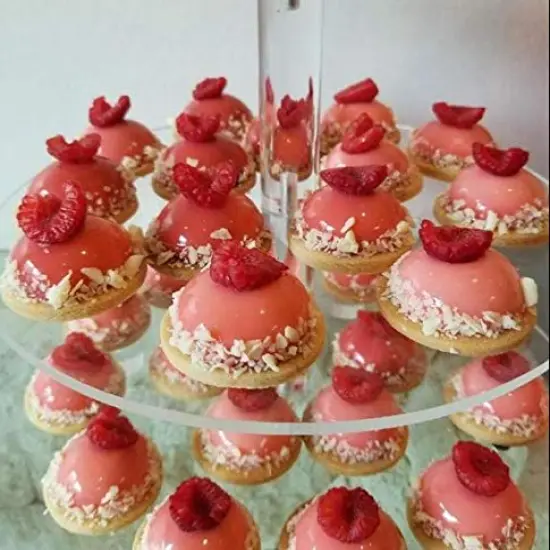 24 Cavities Semicircle Silicone Molds - Mini Semi Sphere Round Dome Fondant Mold, Bomb Teacake Baking Pan for Cake Decoration, Chocolate Candy Gummy Mousse Jelly Pudding Ice Cube Tray, Set of 2 {3}