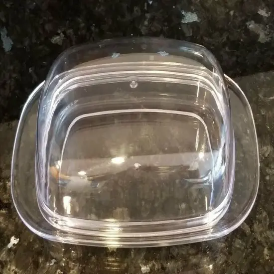 Large Clear Acrylic Covered Double Wide Butter Serving Storage. {2}