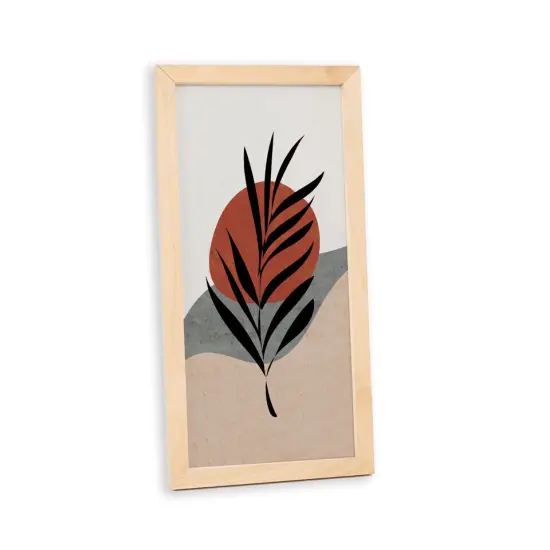 Pastel Leaves Wall Art Wood Sign Framed Home Decor Boho Abstract {1}