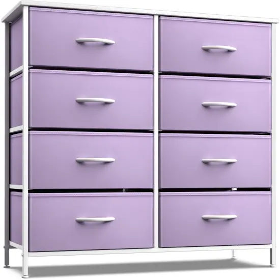 Sorbus Extra Wide Dresser Organizer With 8 Drawers - Large Storage Furniture for Bedroom, Hallway, Living Room, Nursery & Closet Purple {1}