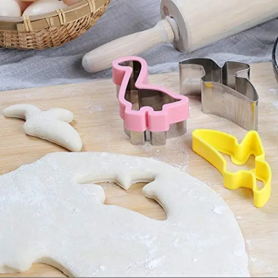 8 Pack Dinosaur Cookie Cutters Set - Stainless Steel Shaped Cookie Candy Food Cutters Molds for DIY, Kitchen, Baking, Kids Dinosaur Theme Birthday Party Supplies Favors {4}