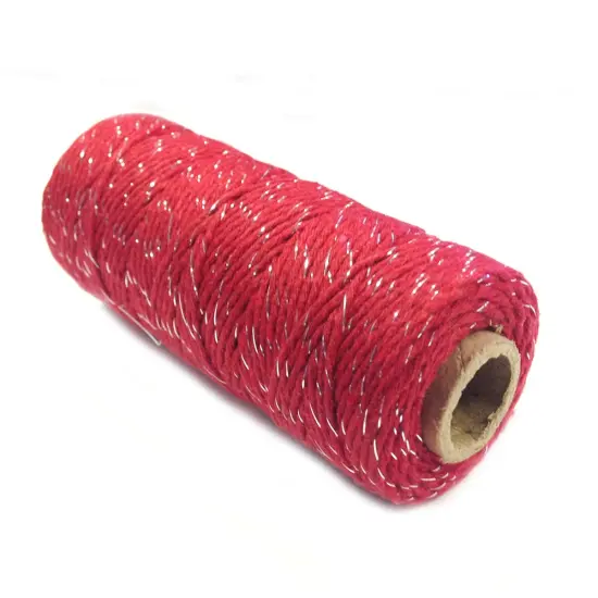Wrapables Cotton Baker's Twine 12ply 110 Yard, Red/Metalic Silver {2}