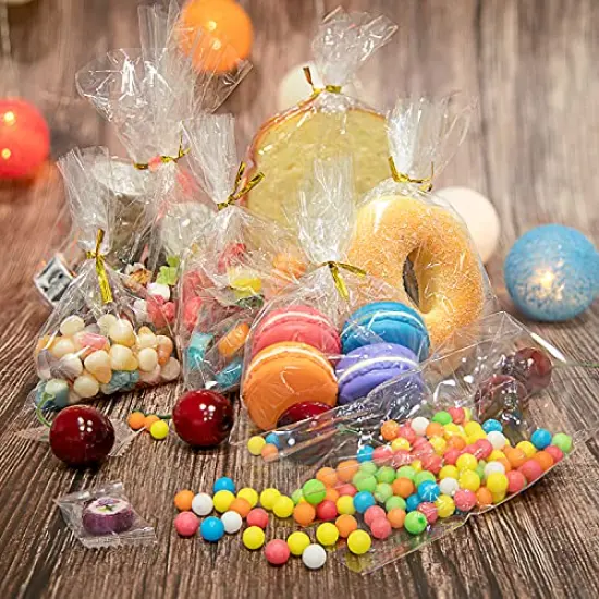 300 Pieces Cellophane Treat Bags with Ties, Clear Goodie/Gift Bags For Candy, Cookie, Party Favor, Packaging, 6X9 5X7 4X6 {3}