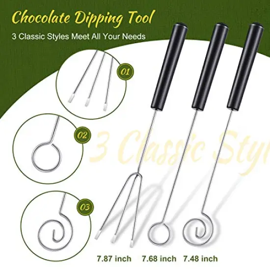 3 PCS Candy Dipping Tools Chocolate Dipping Fork Spoons Set 2 Pieces Culinary Decorating Spoons Chef Art Pencil for Decorative Plates Stainless Steel Chef Spoon {1}